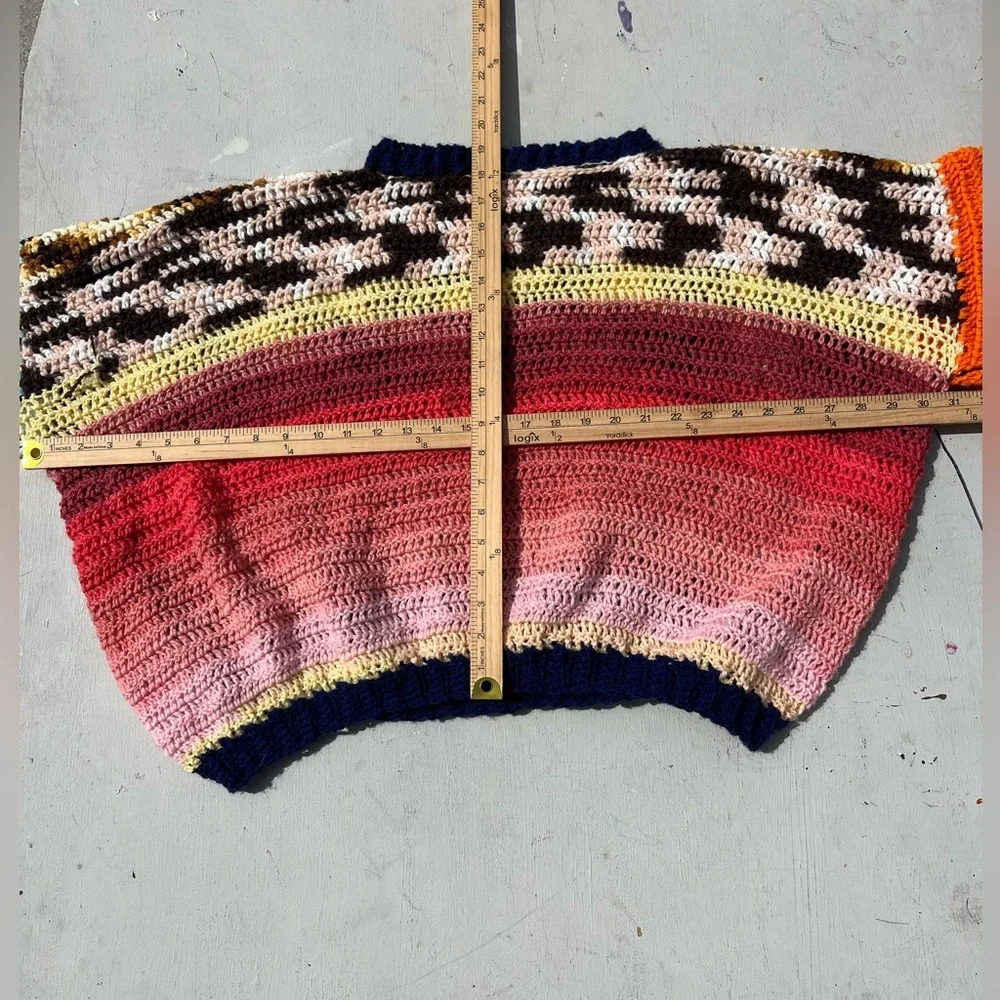 Women's Knit Crochet Sweater Multicolor Solid NO SIZE Balloon Cottage‎ Grandma